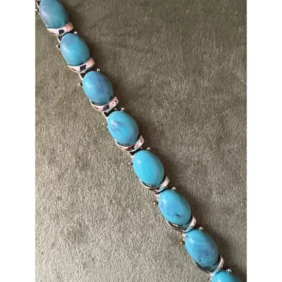 Vintage Coro Faux Turquoise Cabochon Thermostats Necklace Chocker 1950 1960 - Picture 5 of 7